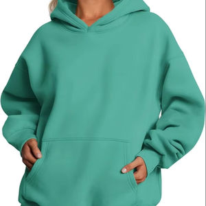 Sweat à capuche oversize pour femme en coton 100% lourd, pull personnalisé avec épaules tombantes, design doublé, longueur longue, col à capuche - Product Image 1