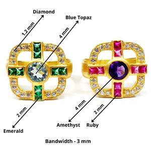 Brillante plata esterlina 925 Multi Color piedra preciosa estilo Vintage moda dedo ajustable clásico anillo de diamante - Product Image 2