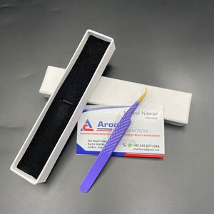 Pinzas azules de Punta dorada de 45 grados Pinzas de extensión de pestañas de agarre de diamante de acero inoxidable de alta calidad Sostenibles - Product Image 1