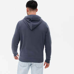 Sweat à capuche pour homme automne-hiver 350 Gsm léger avec logo personnalisé imprimé Vente chaude Prix bas Technique lavée Col zippé - Product Image 3