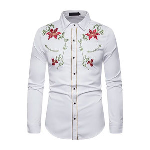 Venta caliente de manga larga de diseño único camisa bordada para hombres Venta caliente servicio OEM tamaño personalizado camisas bordadas para la venta - Product Image 4