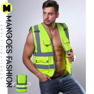 Haute visibilité travailleur de la Construction gilet de sécurité Logo personnalisable en gros poche gilet de sécurité coloré réfléchissant haute visibilité - Product Image 6
