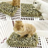 Délicieux lapin naturel jouet herbe tissé tapis paille fourrage tapis pour lapins herbe jouet à mâcher lit d'herbe confortable pour animaux de compagnie