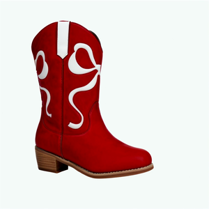 Chaussures de fête pour filles en cuir véritable avec broderie, fermeture éclair à hauteur du genou, bottes de cow-boy pour enfants - Product Image 6