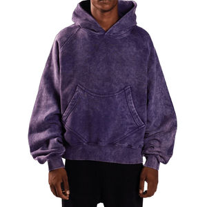 Sweat-shirts à capuche pour hommes en molleton mélangé de coton de haute qualité, coupe régulière, lavage à l'acide, coupe-vent, respirant, pour l'hiver - Product Image 1