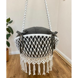 Silla Colgante de Macramé Hecha a Mano, Silla Columpio de Metal para Interiores y Exteriores, para Patio y Sala de Estar - Product Image 2