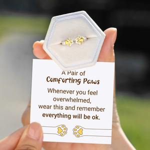 แหวนอุ้งเท้าสัตว์เลี้ยงแมวสุนัขสำหรับคนรักสัตว์ปรับได้แหวนเปิดเครื่องประดับน่ารัก - Product Image 5