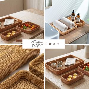 Cesta de Frutas de Ratán Natural, Juego de Bandeja Rectangular Tejida para Pan, Vajilla Hecha a Mano de Lujo para Decoración de Restaurantes y Cafeterías - Product Image 6