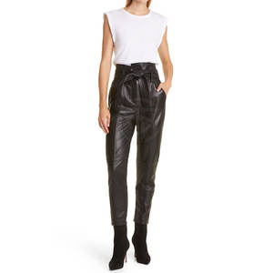 Pantalon en cuir PU léger pour femme, taille mi-haute, devant plat, décontracté, qualité supérieure - Product Image 4