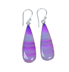 Boucles d'oreilles pendantes tendance en argent sterling 925 avec agate du Botswana, bijoux faits à la main pour femmes, cadeau de mariage, cadeau de Noël - Product Image 1