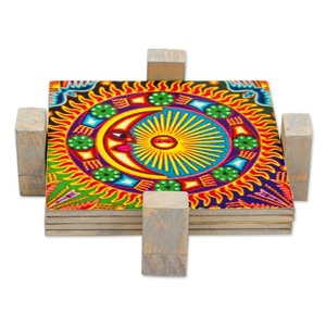 Posavasos cuadrado de madera de nogal macizo promocional clásico de suministro de fábrica, posavasos de uso de Bar baratos al por mayor, fuente directa - Product Image 2