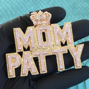 Real 2.20Ct Moissanite Men's Charm Pendant 14K Chapado en oro blanco Hip-Hop Style Princess Cut Round & Princ - Product Image 2