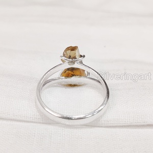 Joyería de piedra en bruto, anillo de mujer, Natural citrino piedra preciosa de crudo, anillo de alambre de piedra natal de noviembre, joyería, anillo de Plata de Ley 925 - Product Image 6