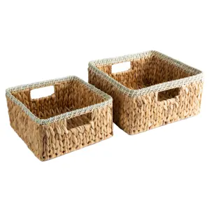 Hot Trend Set 2 of Brick and Bloom Natural Straw Water Hyacinth Storage Basket Laundry Organizer Basket by Vietnam FBA Amazon