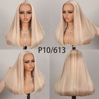 Perruque Lace Wig sans colle 6X5 HD Cheveux brésiliens lisses et soyeux P10/613 Blond P18/613 Perruque longue tenue en cheveux humains Deep Wave