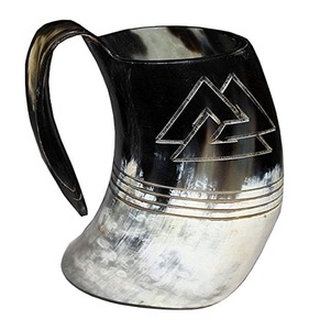Auténtica Taza Vikinga Ecológica de Cuerno de Búfalo Hecha a Mano, Grado Alimenticio, Estilo Medieval, Religiosa, Feng Shui, Taza de Cerveza con Diseño Animal - Product Image 1