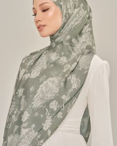 Châles en satin imprimé personnalisé Hijab 2022 Floral mat Satin soie Hijab châle - Product Image 4