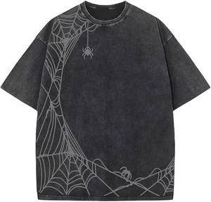 High-End 300GSM Drop Shoulder Acid Washed T-Shirt Unisex Vintage Distressed Custom Size Streetwear t shirts customize unisex - Product Image 1