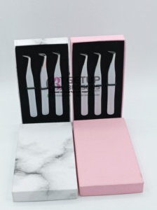 Professional Best Design 90 Degree <b>Light</b> Grey Powder Coating Plain Eyelash Extension Tweezers Stainless Steel Beauty Instruments - Product Image 4