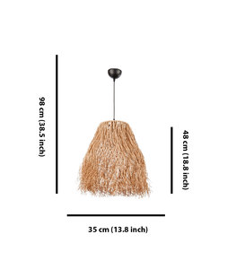 Lámpara colgante de rafia natural, candelabro bohemio hecho a mano para comedor y sala de estar, iluminación rústica única para decoración del hogar, Amazon - Product Image 4