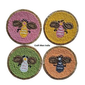 Sous-verres personnalisés faits à la main en perles de graines, design carré coloré, sous-verres décoratifs promotionnels pour hôtel et maison - Product Image 5