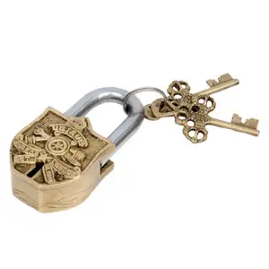 Kualitas Tinggi Buatan Tangan Tradisional Emas Kuningan Gembok Antik dengan Kunci Pintu Utama Pintu Kabinet Pintu Kunci Keamanan Modern LC-66