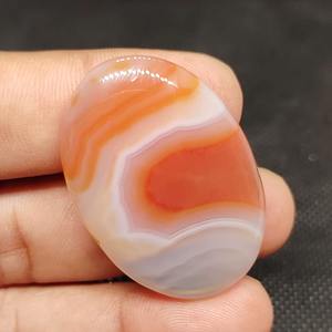 Cabujón de ágata con bandas naturales naranjas (modelo UDGEMS 138) de 5-8mm para equilibrio de energía de joyería hecha a mano a buen precio - Product Image 1