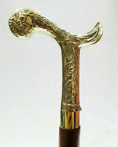 <b>Victorian</b> Brass Handmade Handle Style Vintage Walking Stick <b>Wooden</b> Shaft Canes - Product Image 5