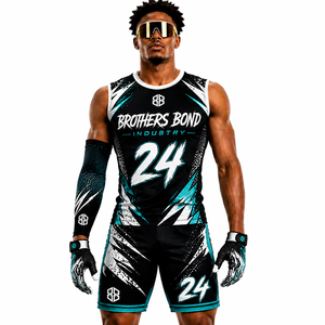 Ensemble d'uniformes de football 7v7 personnalisés noir, violet et blanc pour hommes, maillot sans manches et short, nom d'équipe, numéros de joueur et logo personnalisés - Product Image 2