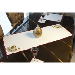 Mantel de Mesa Navideño Tradicional con Campanas Bordadas de Renos, 38x48cm, Resistente a las Manchas, con Diseño de Plantas - Product Image 6