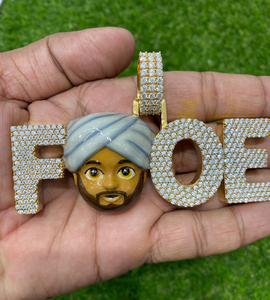 Pendentif Hip Hop Moissanite Solide Plaqué Or 18k Bijoux Pour Bijoux De Mode Unisexe Bijoux Pendentif Visage - Product Image 1