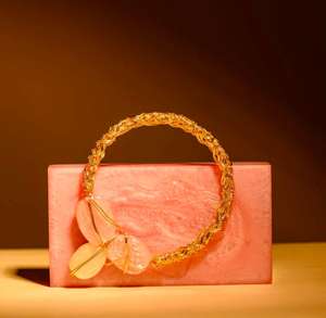 Embragues de resina hechos a mano de lujo Mango dorado Color Rosa Diseño de moda Calidad Premium Precio razonable para la boda Madre - Product Image 6