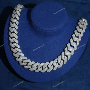 925 Sterling Silver <b>White</b> <b>Gold</b> Plated Customize Lock Moissanite Hip Hop Miami Cuban Link Chain Delicate Fashion <b>Mens</b> <b>Necklace</b> - Product Image 3