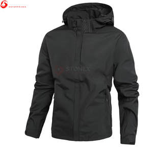 Customizable Logo Printed Canvas Full Zipper Waterproof Windproof Hooded Autumn <b>Windbreaker</b> Jacket for Men OEM Service - Product Image 1