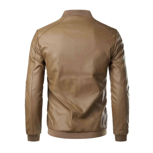 Leather Men <b>Jacket</b> Coat On Front Sleeves Motorcycle Biker Racer White High Grade Genuine Cowhide Effect Leather Bomber <b>Jacket</b> - Product Image 5