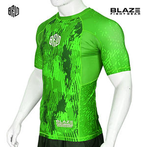 Hombres BJJ rash guard para gimnasio fitness camisa de compresión diseño de sublimación de media manga en moq bajo - Product Image 2