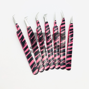 Pinzas recubiertas de papel de nuevo diseño para pinzas de extensión de pestañas Pinzas de diseño de cebra Herramienta de pestañas de acero inoxidable Visón sostenible - Product Image 5