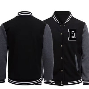 Veste de baseball vintage au style unique, veste sportive rétro surdimensionnée avec inscription noire et blanche - Product Image 1