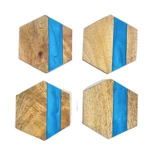 Posavasos de té cuadrados personalizados de gran venta, alfombrillas y almohadillas de resina y madera de gran calidad, diseño Hexagonal - Product Image 1