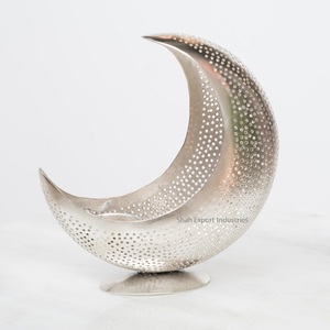 Porte-bougie en métal argenté en forme de demi-lune pour la décoration de la maison, du Ramadan, de l'Aïd, de la table - Product Image 2