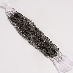 ลูกปัดควอตซ์รูปหัวใจ rutile สีดำพลอยควอตซ์ rutile สีดำลูกปัดเรียบเครื่องประดับทำลูกปัดอัญมณีธรรมชาติ8นิ้ว - Product Image 1