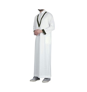 Arabe élégant uni blanc musulman vêtements arabe Jubbah hommes Thobe islamique vêtements musulman Jalabiya pour hommes Thobe respirant - Product Image 6