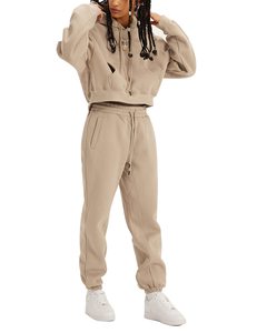 2025 logotipo personalizado mujer Vintage Y2k bordado desgastado parche pantalones de chándal y conjunto de Sudadera con capucha chándal deportivo Mujer conjunto de 2 piezas - Product Image 1