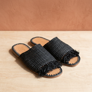 Exclusive Handcrafted Breathable Raffia Open Toe for with Genuine <b>Leather</b> Midsole - Product Image 3