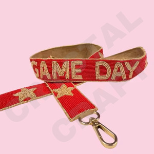 Rah Buckeyes personalizado oro blanco semilla cuentas bolsa correas 'Hook Em Horns' accesorio de moda correa de monedero con cuentas - Product Image 2