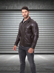 Venta caliente chaqueta de negocios color sólido chaqueta popular motocicleta hombres chaquetas de cuero marrón - Product Image 3