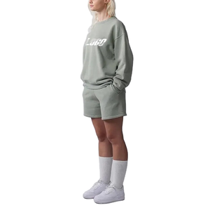 Conjunto de 2 Piezas de Sudadera y Pantalones Cortos Deportivos Casuales de Algodón con Logotipo Personalizado para Mujer, Fabricantes de Ropa - Product Image 6