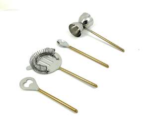 Modern Metal Bar Tool Set Sleek Finish Cocktail <b>Accessories</b> Designed For Contemporary <b>Home</b> Entertaining Parties Nights - Product Image 3