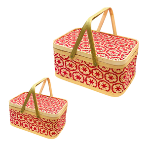 Cestas de Almacenamiento Rectangulares de Bambú Tejidas a Mano con Diseños Florales para Regalos, Ropa y Juguetes, Organizador Ecológico - Product Image 1