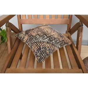 Brown Rustic Wool Patchwork Kantha Pillow 12x12 Inch Luxury <b>Vintage</b> Fluffy Ring Pattern Portable for <b>Bedding</b> Floor Use Christmas - Product Image 4